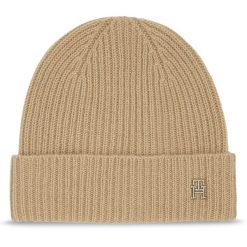 Czapka Tommy Hilfiger. Brązowe czapki TOMMY HILFIGER, bez wzorów. Za 379.99 zł.