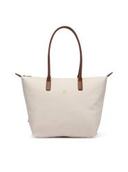 Tommy Hilfiger Torebka Popette Tote AW0AW17711 Écru. Shopper TOMMY HILFIGER, bez wzorów, z materiału, bez dodatków. Za 409.99 zł.