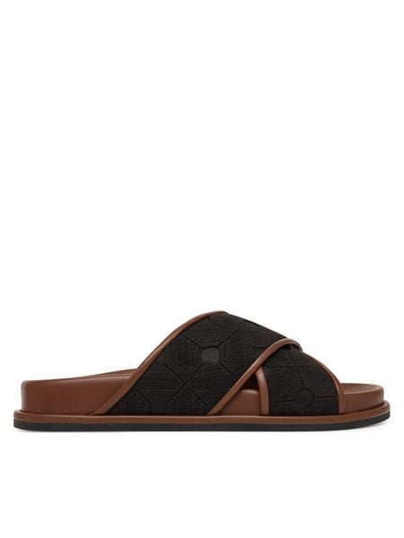 Max Mara Beachwear Klapki Peonie 2616521019650 Czarny. Czarne klapki Max Mara Beachwear, bez wzorów, z materiału, bez obcasa. Za 603.99 zł.