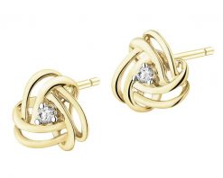 Kolczyki z żółtego złota z brylantami - 0,02 ct - próba 375. Żółte kolczyki Apart, z brylantem, złote. Za 799.00 zł.