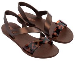 Sandały damskie Ipanema Vibe. Brązowe sandały Ipanema, bez wzorów, z gumy, bez obcasa, bez zapięcia. Za 94.99 zł.