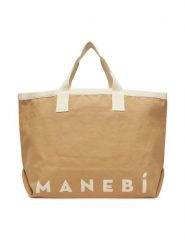 Manebi Torebka B 0.4 EY Beżowy. Brązowe shopper Manebi, bez wzorów, z materiału, bez dodatków. Za 319.99 zł.