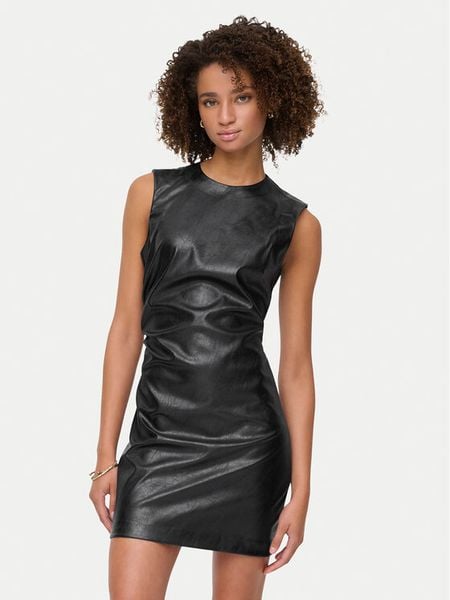 ONLY Sukienka z imitacji skóry Mone 15360231 Czarny Slim Fit. Czarne sukienki Only, l, bez wzorów, ze skóry, bez kołnierzyka, bez ramiączek. Za 149.99 zł.