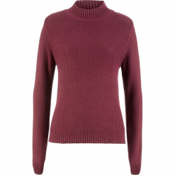 Sweter ze stójką i strukturalnym wzorem bonprix bordowy. Swetry marki bonprix. Za 37.99 zł.