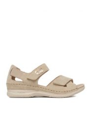 Rieker Sandały CEO-V7474-60 Beżowy. Brązowe sandały Rieker, bez wzorów, ze skóry, bez obcasa, na płaskiej podeszwie, bez zapięcia. Za 369.99 zł.