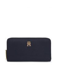 Tommy Hilfiger Duży Portfel Damski Poppy Th Large Za AW0AW15642 Granatowy. Niebieskie portfele TOMMY HILFIGER, bez wzorów, z materiału. Za 269.99 zł.