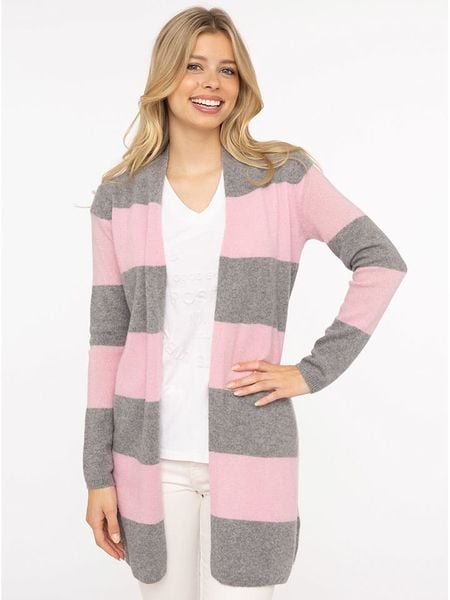 Zwillingsherz Kaszmirowy kardigan w kolorze jasnoróżowo-szarym rozmiar: L. Różowe kardigany Zwillingsherz, l, bez wzorów, z kaszmiru. Za 380.34 zł.