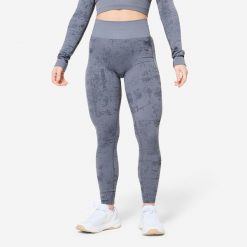 Legginsy fitness damskie Domyos seamless. Szare legginsy DOMYOS, s, bez wzorów, z elastanu. Za 129.99 zł.