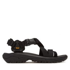 Sandały Teva. Czarne sandały Teva, bez wzorów, sportowe, bez obcasa, bez zapięcia. Za 299.99 zł.
