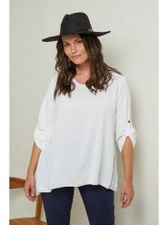 Curvy Lady Bluzka w kolorze białym rozmiar: 44/46. Białe bluzki Curvy Lady, bez wzorów, klasyczne, bez kołnierzyka, bez ramiączek. Za 92.42 zł.