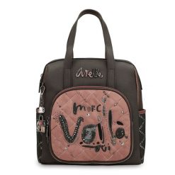 Brązowy Stylowy Damski Plecak Anekke Edycja Limitowana. Brązowe plecaki Anekke, z aplikacjami, z materiału. Za 399.00 zł.