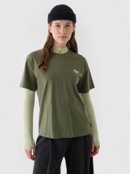 4F T-shirt regular z nadrukiem damski - khaki XL. Brązowe t-shirty 4f, xl, bez wzorów, z bawełny, bez kołnierzyka, bez ramiączek. W wyprzedaży za 29.99 zł.