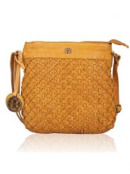 Bellicci Skórzana torebka "Pamila" w kolorze musztardowym - 23 x 24 x 8 cm rozmiar: onesize. Brązowe torby na ramię Bellicci, bez wzorów, z materiału, na ramię, bez dodatków. Za 217.99 zł.