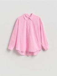 Bawełniana koszula - pastelowy róż. Czerwone koszule Reserved, l, bez wzorów, z bawełny, bez kołnierzyka, bez ramiączek. Za 99.99 zł.