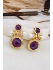 L'Atelier de Gaia Pozłacane kolczyki z perłami i ametystami rozmiar: onesize. Białe kolczyki L'Atelier de Gaia, z ametystem, pozłacane. Za 56.99 zł.