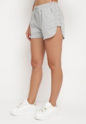 Jasnoszare Dresowe Szorty z Bawełną High Waist Floratess. Szare szorty Born2be, bez wzorów, z bawełny, biznesowe, z podwyższonym stanem. Za 29.99 zł.