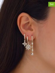 Luja Bijoux 3-częściowy zestaw kolczyków-kreoli z cyrkoniami rozmiar: onesize. Żółte kolczyki Luja Bijoux, z cyrkonią, z mosiądzu. Za 70.45 zł.