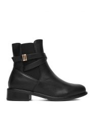 DeeZee Botki HX20207-182 Czarny. Czarne botki DeeZee, bez wzorów, z materiału, bez obcasa, na płaskiej podeszwie, bez zapięcia. Za 179.99 zł.