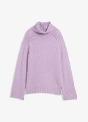 Gruby sweter oversize. Brązowe golfy bonprix, bez wzorów, bez ramiączek. Za 119.99 zł.