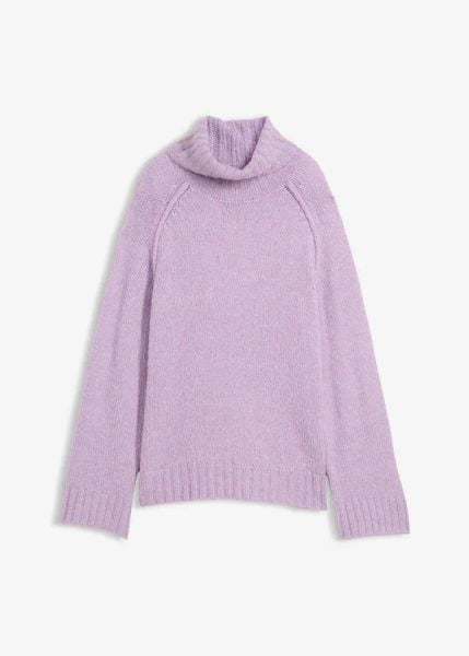 Gruby sweter oversize. Brązowe golfy bonprix, bez wzorów, bez ramiączek. Za 119.99 zł.
