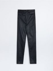 Jeansy skinny high waist z brokatem - czarny. Czarne jeansy Sinsay, bez wzorów, z podwyższonym stanem. Za 69.99 zł.
