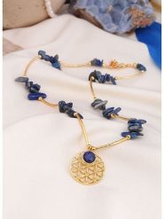 L'Atelier de Gaia Pozłacany naszyjnik z elementami ozdobnymi - dł. 45 cm rozmiar: onesize. Niebieskie naszyjniki L'Atelier de Gaia, z lazurytem, pozłacane. Za 43.99 zł.