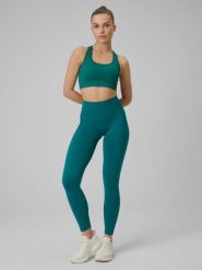 4F Legginsy treningowe bezszwowe damskie - turkusowe M/L. Niebieskie legginsy 4f, l, bez wzorów, z dzianiny, z podwyższonym stanem. Za 149.99 zł.