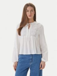 ONLY Bluzka Lennyo 15366732 Biały Regular Fit. Białe bluzki Only, xs, bez wzorów, z wiskozy, bez kołnierzyka, bez ramiączek. Za 129.99 zł.