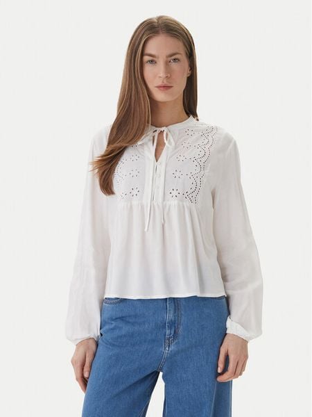 ONLY Bluzka Lennyo 15366732 Biały Regular Fit. Białe bluzki Only, s, bez wzorów, z wiskozy, bez kołnierzyka, bez ramiączek. Za 93.99 zł.