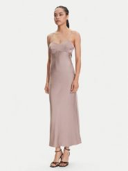 Guess Sukienka wieczorowa W5YK35 WHEZ2 Beżowy Slim Fit. Brązowe sukienki Guess, s, z aplikacjami, z wiskozy, wizytowe, bez kołnierzyka, bez ramiączek. Za 659.99 zł.