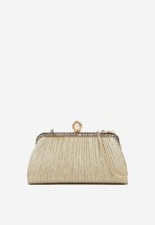 Złota Torebka Typu Kopertówka z Cyrkoniami i Perełką Acleria. Żółte torby na ramię Born2be, z aplikacjami, eleganckie, na ramię, bez dodatków. Za 59.99 zł.