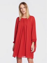 NAF NAF Sukienka koktajlowa Ktoday THNR35 Czerwony Relaxed Fit. Czerwone sukienki NAF NAF, s, bez wzorów, z syntetyku, wizytowe, bez kołnierzyka, bez ramiączek. Za 349.99 zł.