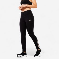 Legginsy fitness damskie ADIDAS. Czarne legginsy Adidas, m, bez wzorów, z bawełny, z podwyższonym stanem, długie. Za 79.99 zł.