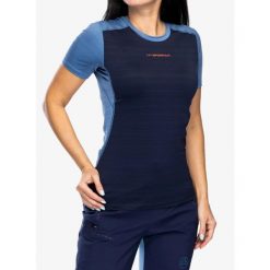 Koszulka szybkoschnąca damska La Sportiva Sunfire T-Shirt. Niebieskie koszulki sportowe La Sportiva, bez wzorów, bez ramiączek. Za 193.99 zł.