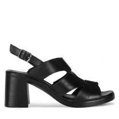 Sandały Lasocki. Czarne sandały Lasocki, bez wzorów, bez obcasa, na słupku, bez zapięcia. Za 199.99 zł.