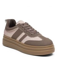 Foreverfolie Sneakersy w kolorze jasnoróżowo-jasnobrązowym rozmiar: 41. Brązowe trampki Foreverfolie, bez wzorów, bez zapięcia. Za 134.95 zł.