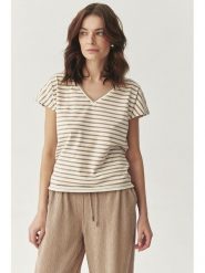 TATUUM Koszulka w kolorze kremowo-brązowym rozmiar: M. Brązowe bluzki Tatuum, m, bez wzorów, bez kołnierzyka, bez ramiączek. Za 105.38 zł.