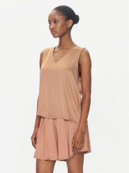 ViCOLO Bluzka TD0765 Brązowy Regular Fit. Brązowe bluzki ViCOLO, s, bez wzorów, z syntetyku, bez kołnierzyka, bez ramiączek. Za 159.99 zł.