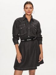Hugo Sukienka jeansowa Karinne-1 50496059 Czarny Regular Fit. Czarne sukienki Hugo, bez wzorów, z bawełny, bez kołnierzyka, bez ramiączek. Za 519.99 zł.