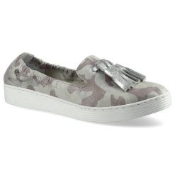 Srebrne Espadryle Lemar Damskie Stylowe Obuwie. Szare espadryle Lemar, z aplikacjami, ze skóry, bez obcasa, na obcasie, bez zapięcia. Za 159.00 zł.