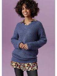 Aniston Sweter w kolorze granatowym rozmiar: 40. Niebieskie swetry Aniston, bez wzorów, ze splotem, bez ramiączek. Za 65.69 zł.