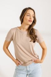 T-SHIRT ROMA MODAL TAUPE M - Flawless. T-shirty Flawless, m, bez wzorów, z jeansu, bez kołnierzyka, bez ramiączek. Za 200.00 zł.