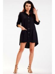 Awama Sukienka w kolorze czarnym rozmiar: L/XL. Czarne sukienki Awama, l, bez wzorów, bez kołnierzyka, bez ramiączek, mini. Za 148.96 zł.