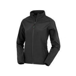 Damska kurtka z recyklingu Result Softshell. Czarne kurtki sportowe RESULT, bez wzorów, z softshellu, bez kaptura. Za 161.50 zł.