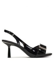 DKNY Sandały Nolana K1621237 Czarny. Czarne sandały DKNY, bez wzorów, ze skóry, bez obcasa, na szpilce, bez zapięcia. Za 619.99 zł.