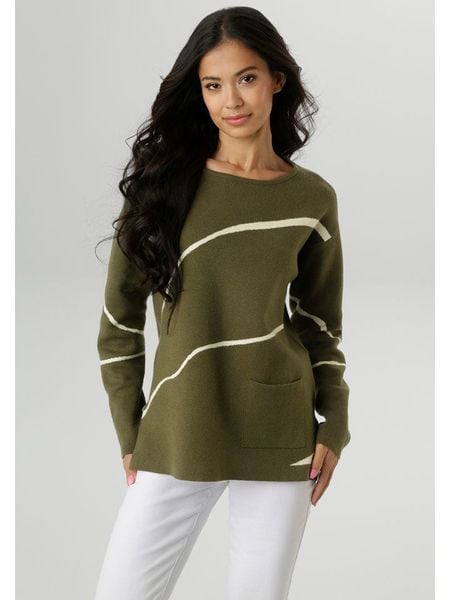 Aniston Sweter w kolorze khaki rozmiar: 46. Brązowe swetry Aniston, bez wzorów, bez ramiączek. Za 80.14 zł.