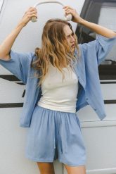 SPODENKI MEL NIEBIESKIE M - Flawless. Niebieskie szorty Flawless, bez wzorów, z gumy, eleganckie. Za 249.00 zł.