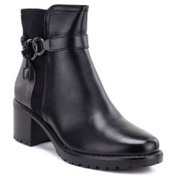 Botki damskie ocieplane na klocku czarne Potocki SZ12873. Czarne botki POTOCKI, bez wzorów, ze skóry ekologicznej, bez obcasa, bez zapięcia. Za 179.99 zł.
