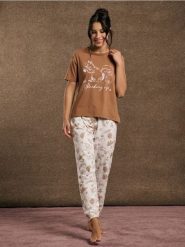 Piżama dwuczęściowa - brązowy. Brązowe piżamy Sinsay, bez wzorów, bez ramiączek. Za 49.99 zł.