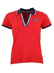 Peak Mountain Koszulka polo w kolorze czerwonym rozmiar: S. Czerwone bluzki Peak Mountain, s, bez wzorów, bez kołnierzyka, bez ramiączek. Za 73.99 zł.